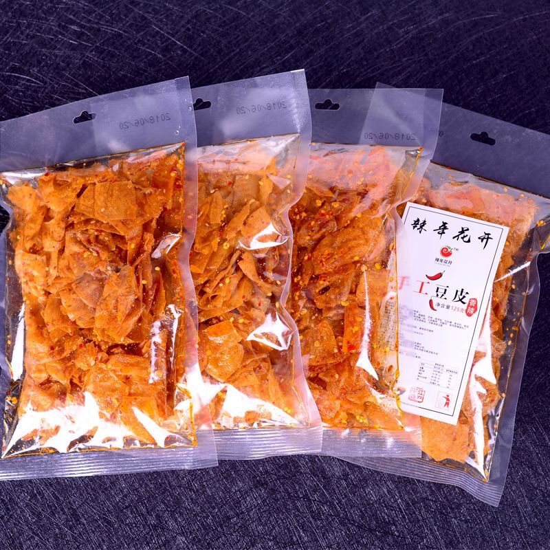 湖南特产手工豆皮辣条麻辣80后怀旧香脆解馋小零食豆腐皮网红爆款