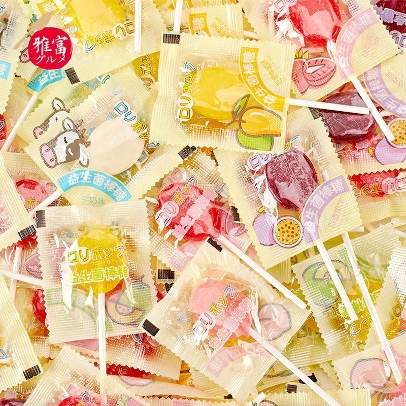 水果益生菌棒棒糖网红新款高颜值混合鲜花仪式感儿童喜事糖果批发