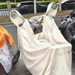 防风雨披女带帽檐单人加大防暴雨四季 电动车雨衣加厚长款 亲子雨衣