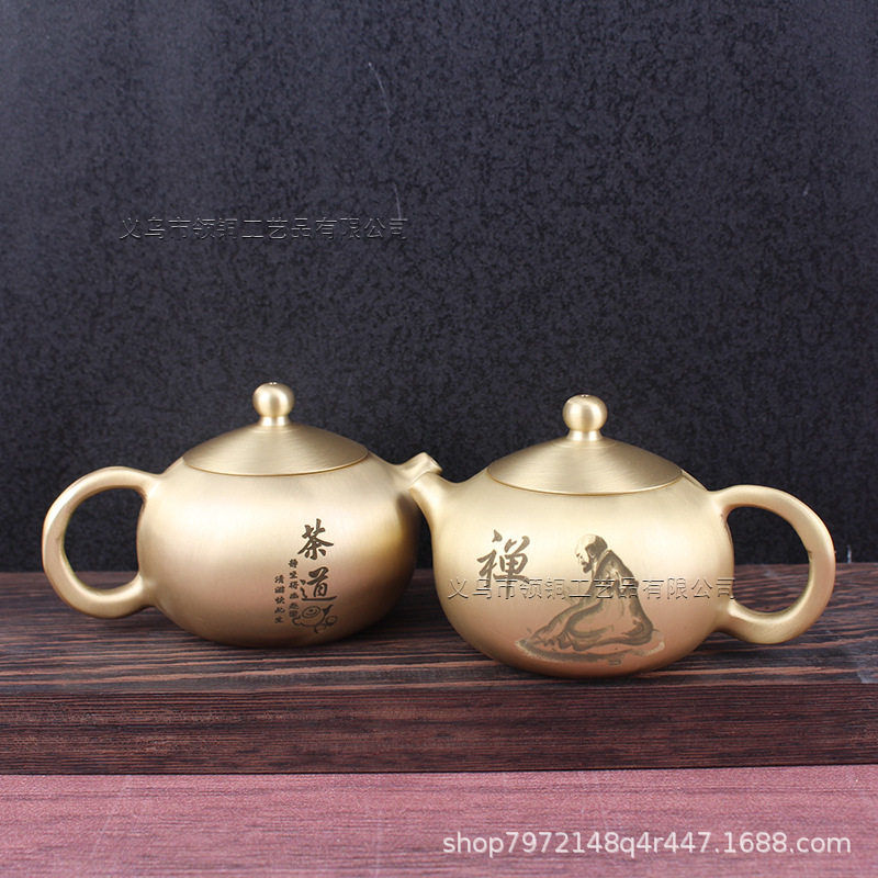 黄铜材质禅意西施壶茶壶家用功夫茶具泡茶壶纯铜手工壶手把壶摆件图片
