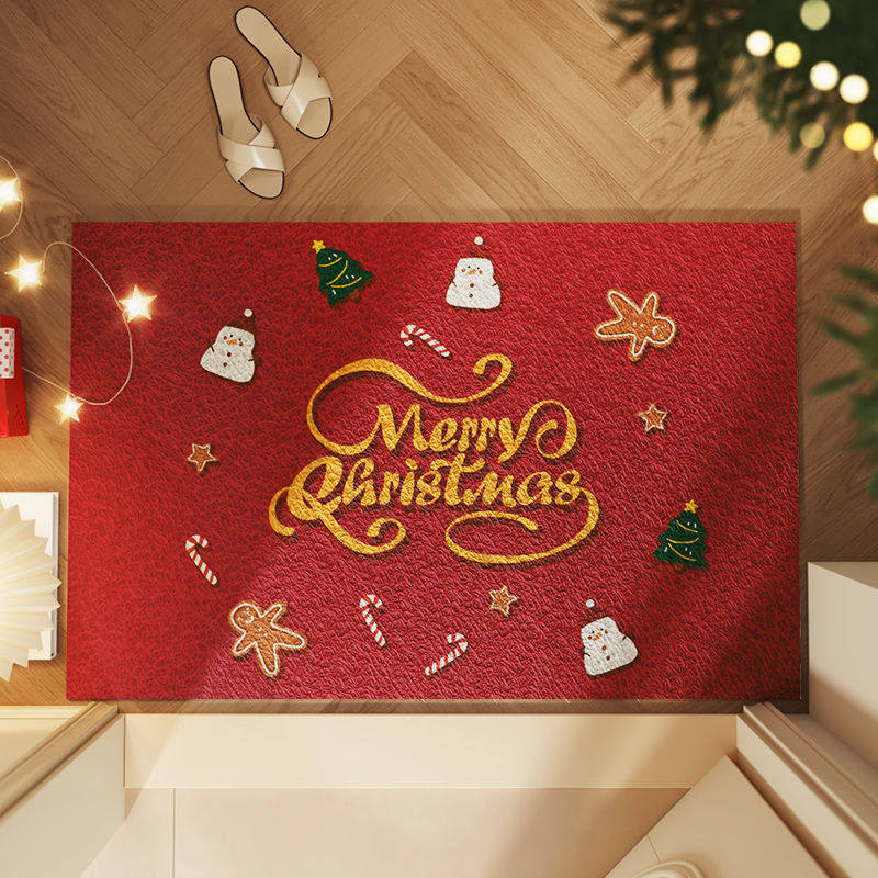 圣诞入户门地垫红色喜庆节日氛围感玄关进门耐脏易打理丝圈地垫,居家布艺,家用脚垫,淘宝优惠券,粉丝福利购,淘宝优惠卷