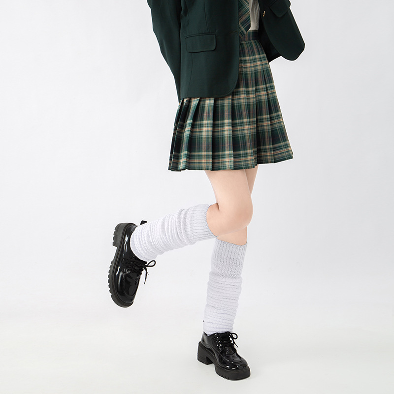 跨境loosesocks堆堆袜JK袜套针织日系外泡泡袜白色一大象袜