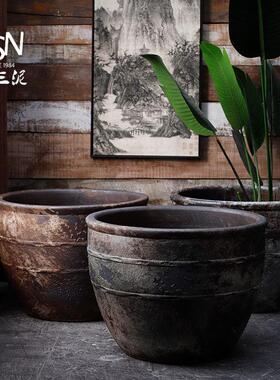 御三泥陶瓷大水缸鱼缸斑驳覆古做旧彷青铜庭院门海酒店民宿室外缸