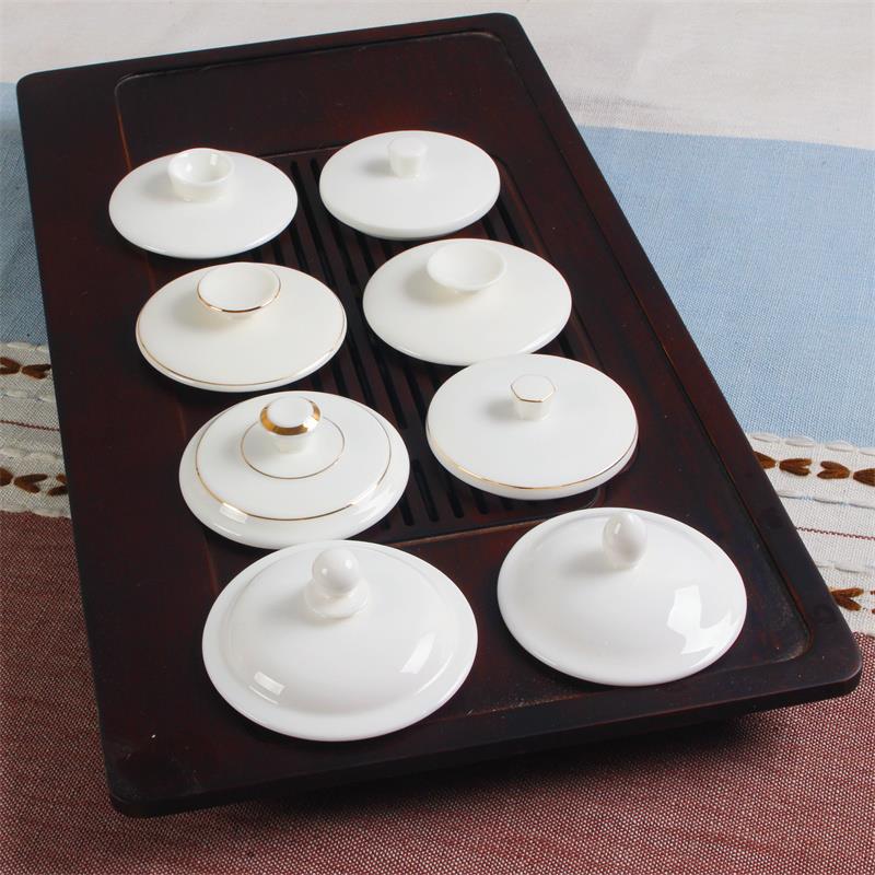 羊脂玉瓷杯盖办公杯配件泡茶过滤杯零件盖子大小号原装配套陶瓷盖