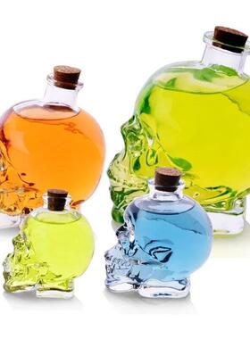 750ml180ml380m创意l骷髅头酒瓶 玻璃瓶骷髅酒杯酒樽泡酒瓶工艺瓶