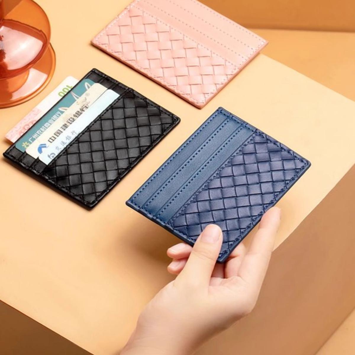 皮质编织卡包超薄小巧皮质感卡夹