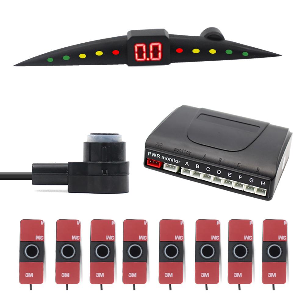 热销 汽车LED大小月牙倒车雷达 蜂鸣语音4 6 8探头后视倒车雷达