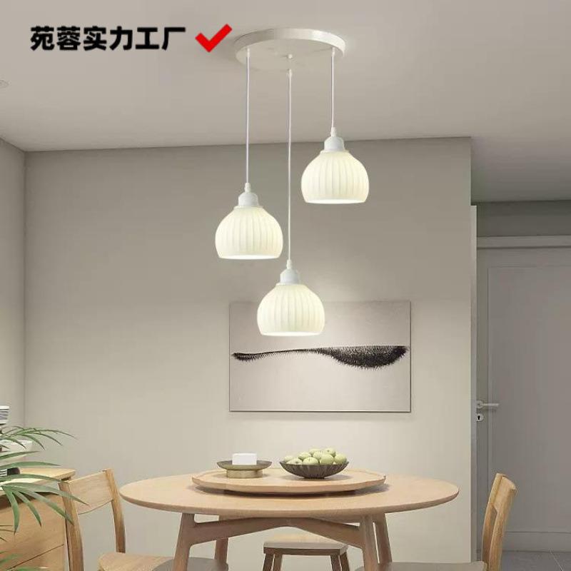 玻璃餐厅灯吊灯三头现代简约风节能吊线灯具厨房餐桌饭桌家用灯饰