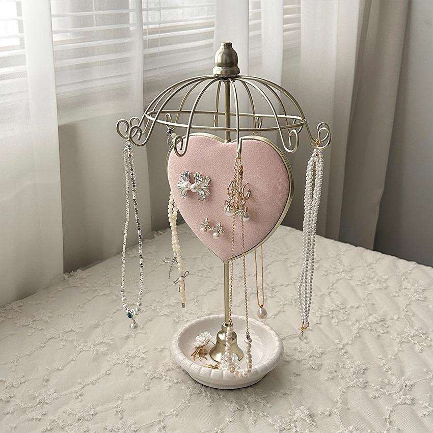 新款爱心首饰架可旋转少女饰品展示架珠宝陈列架可拆拍摄道具