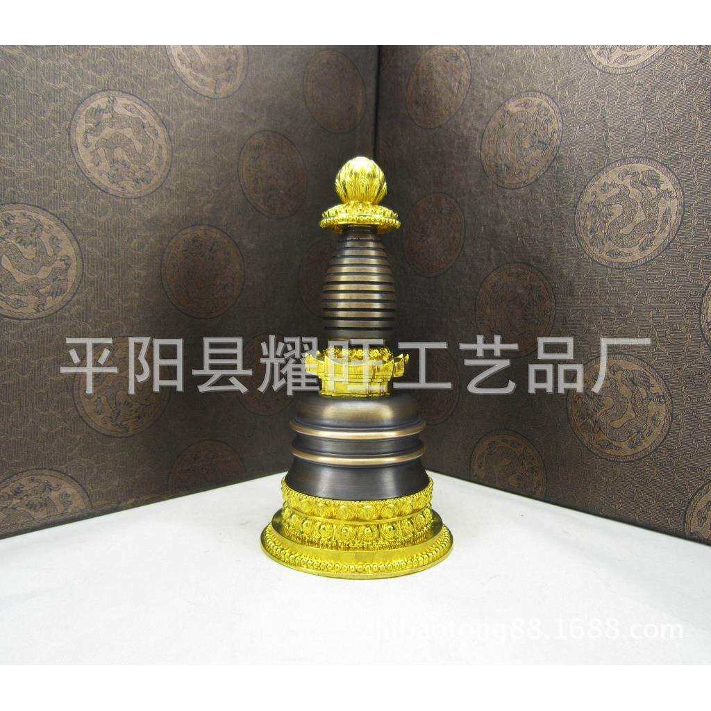 风格仿古纯铜莲花塔舍利塔嘎当塔 铜 7寸噶当塔 做工精美