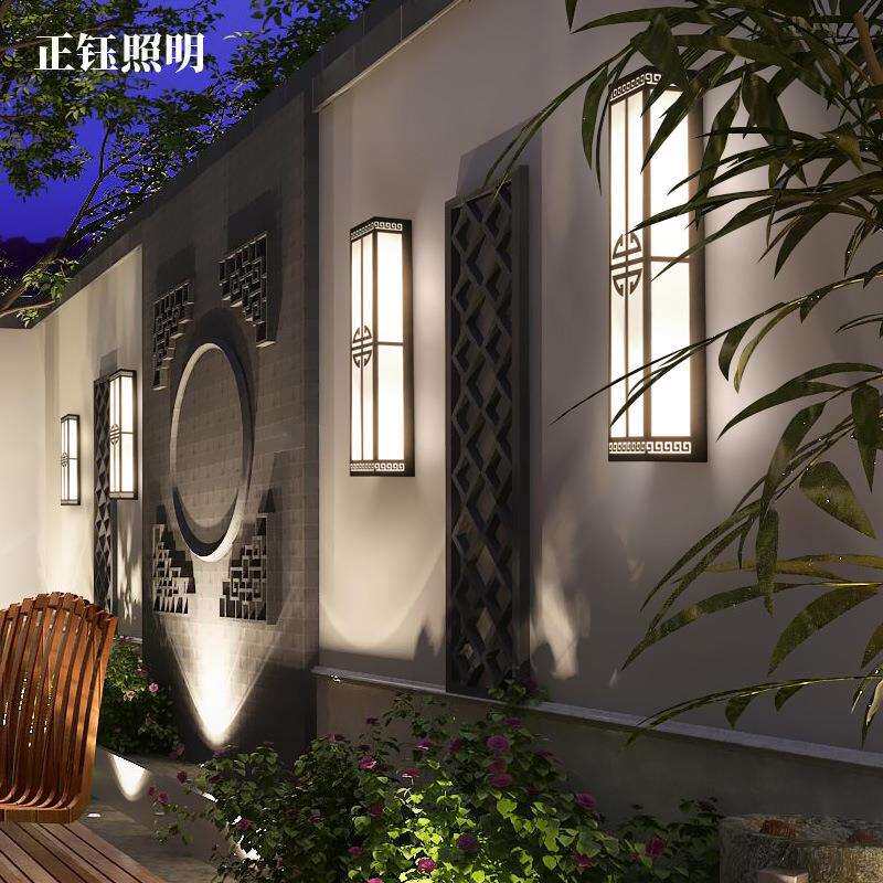 财源黑色铁艺户外壁灯防水庭院灯新中式别墅大门口室外围墙灯具