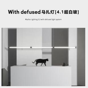 光映 极简餐厅吊灯工作室几何岛台吊灯设计师吧台玻璃长条马扎灯