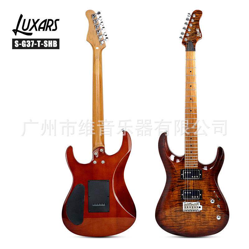 Luxars赤杨木+虎纹枫木贴片双双拾音器电吉他 SG型烤枫木材质成人