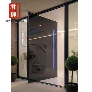 亮光镜面玻璃不锈钢304黑钛外贸偏重中轴入户大门地弹簧旋转可360