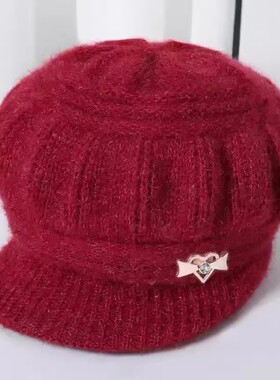 中老年帽子女秋冬新款百搭休闲套头帽韩版老太太加绒加厚护耳L1