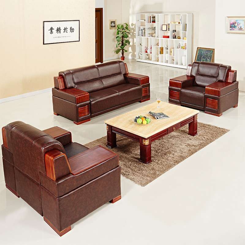 中式办公沙发茶几组合商务办公室沙发接待会客沙发 厂家直销S8082