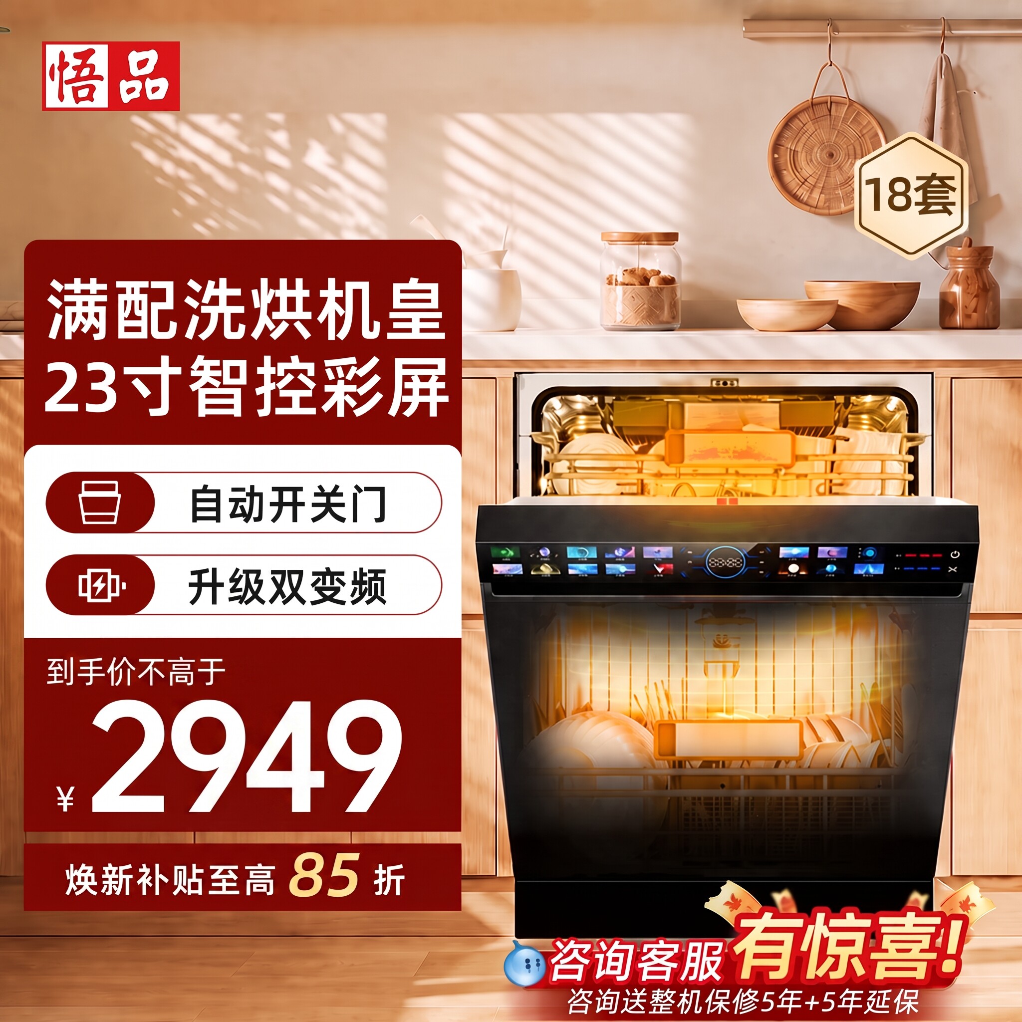 行业顶配18套彩屏洗碗机WU10