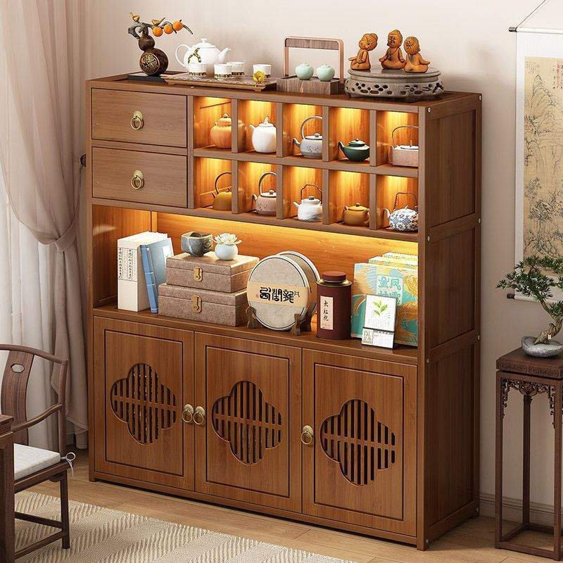 茶架子茶柜置物架博古架非实木新中式摆件展示柜茶室茶具收纳架