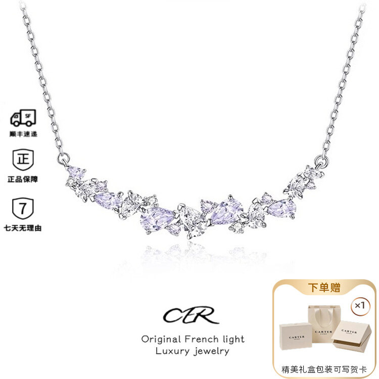 999纯银轻奢时尚紫藤花女锁骨链