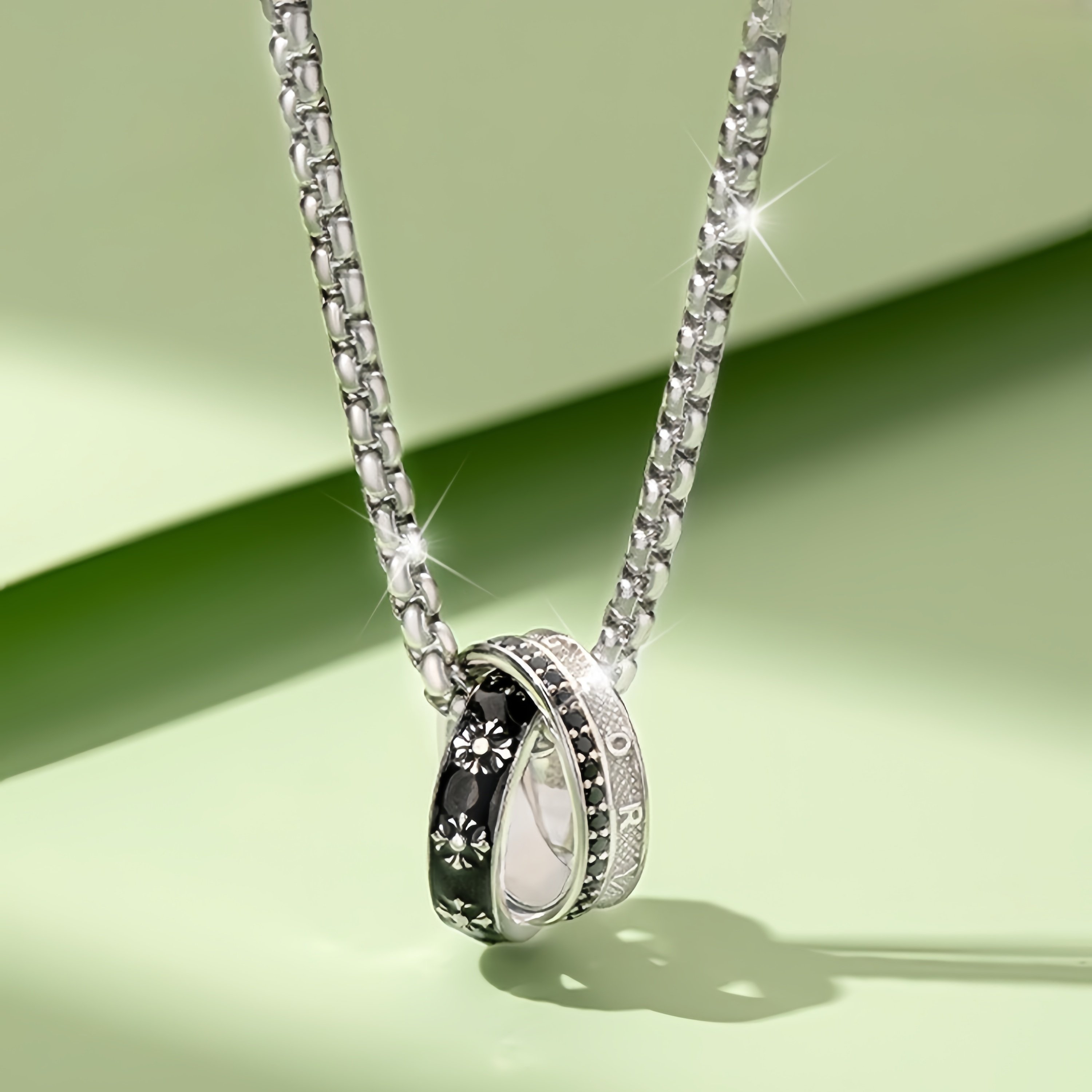 法国原创轻奢999纯银骑士环新款项链时尚男高级感男款潮流男潮牌