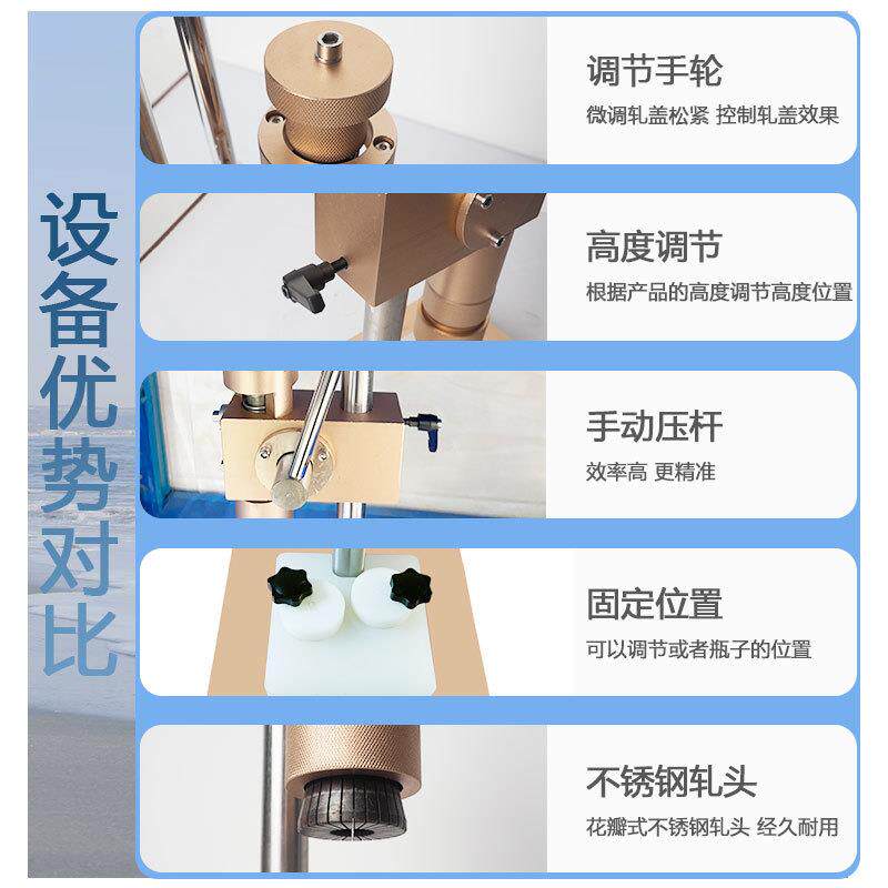 式小型台口602香水瓶盖机 手抓压式锁口服液铝塑盖喷头轧盖机 - 实物图