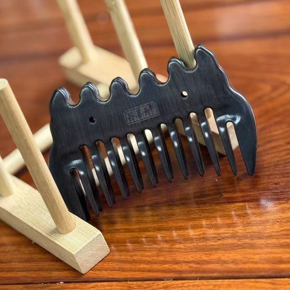 孙善升紫光檀双排梳按摩梳脸部穴位多功能双排按摩工具梳子正品