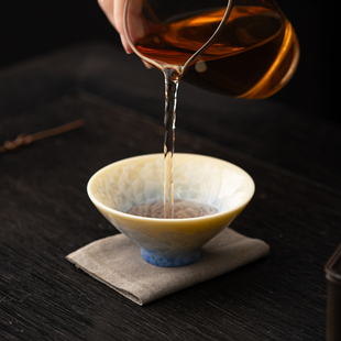 结晶釉斗笠杯窑变主人杯单杯人茶杯子陶瓷品茗杯功夫茶具茶盏