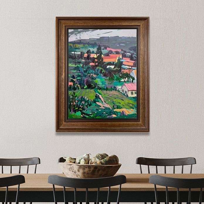 手绘油画现代简约餐厅花卉肌理油画手工立体客厅装饰画实木框图片