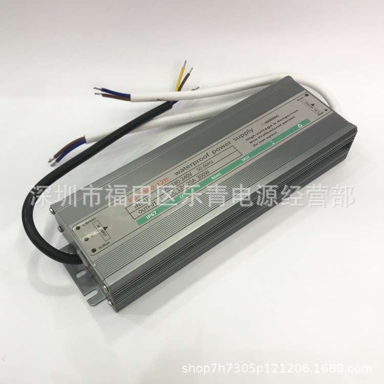 12V300W超薄防水电源 LED灯带驱动防水开关电源 IP67灯条模组电源