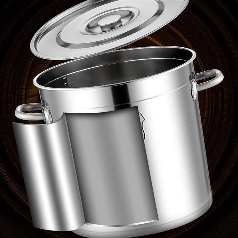304不锈钢桶圆桶商用汤桶烧水桶家用炖锅卤桶大容量加厚带盖汤锅