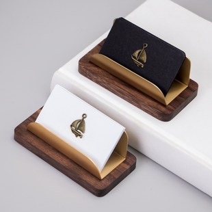 实木名片展示架高级高档名片盒大容量卡片夹桌面架卡盒盒子木质前