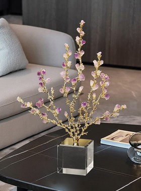 简约轻奢紫晶石花摆件工艺品客厅玄关电视柜酒柜乔迁之Z喜搬家礼