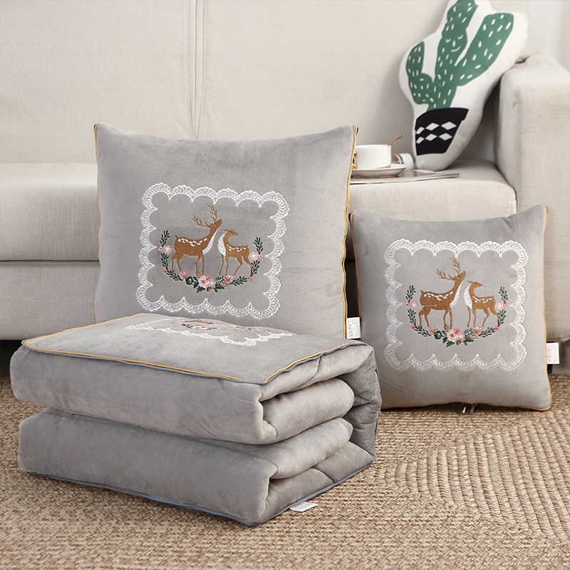 沙发抱枕被子两用车内枕头二合一办公室午睡毛毯子汽车Z用车载靠