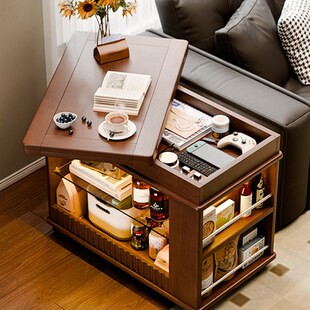 实木可移动升降茶几桌沙发边柜客厅小户型家用小推车沙发边几