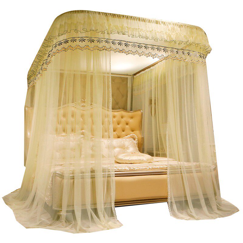 新款导轨蚊帐家用u型轨道公主风1.8m床1.5米加密加厚支架伸缩滑轨