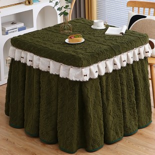 2024新款正方形烤火罩四方桌桌布80x80双面绒家用麻将机电炉罩套