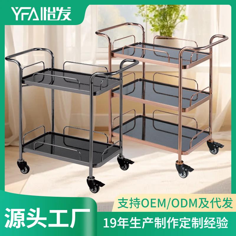 双层双扶手车酒店酒水车移动送餐车饭店推菜车厨房小推车置物架
