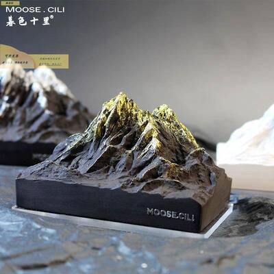 新款混凝土桌面摆件珠穆朗玛峰微缩模型鱼缸造景微景观雪山扩香石
