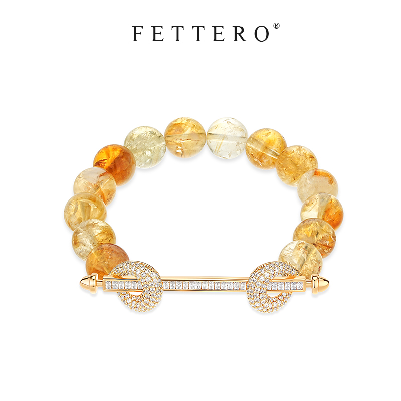 fettero厚金黄塔晶T锆双钻圈手链高品新品现货手串