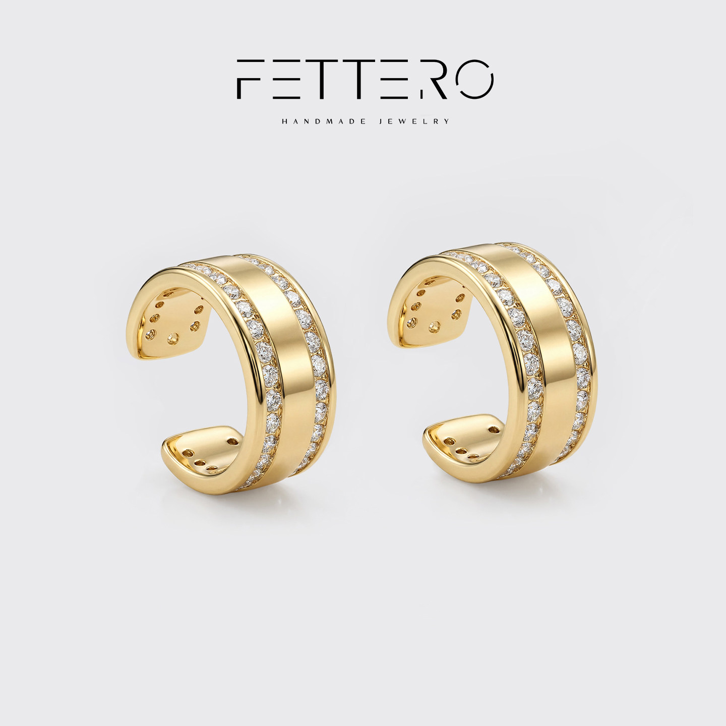 fettero金色单个双排钻耳夹女简约百搭耳饰小众时尚欧美风耳骨夹