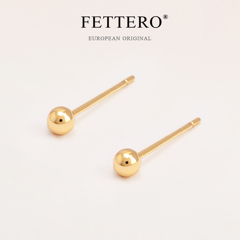 fettero简约金色棒棒糖耳钉养耳洞防过敏轻奢高级感耳环经典耳饰