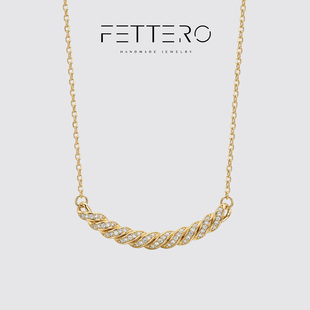 fettero原创设计金色麻绳微镶锆石微笑项链简约百搭毛衣链choerk