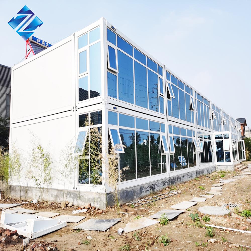 简易移动集装箱房办公室玻璃幕墙集装箱房工地住人快拼式打包箱房
