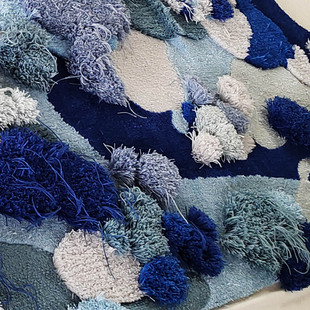 蓝色海洋长毛绒手工晴纶地毯定制挂毯壁毯儿童房拍摄婚庆装饰地垫