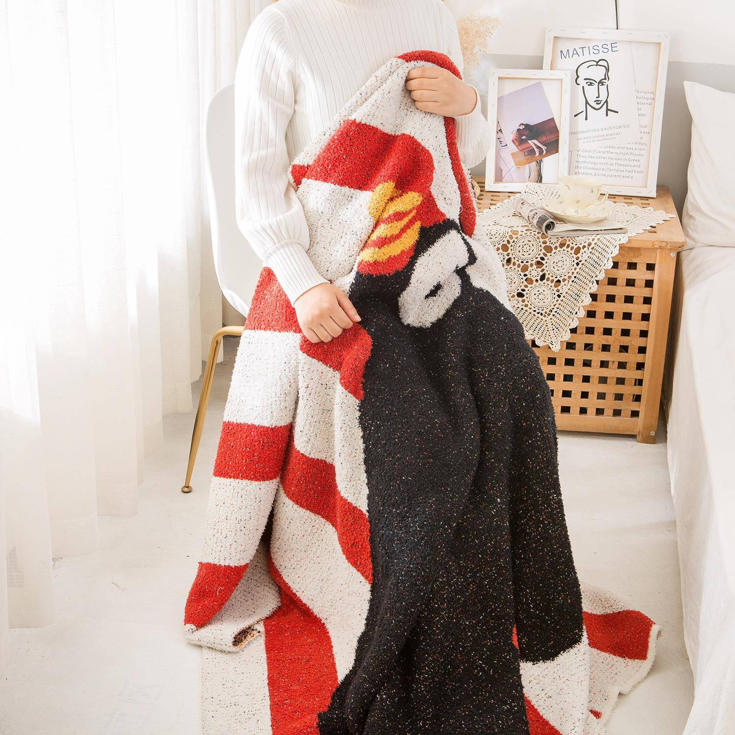 软午糯边绒针织毯盖子动物图案休半闲毯办OHG公室睡沙发