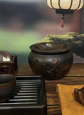 QOF分水紫陶家茶渣缸水盂建茶洗茶渣离废水缸茶桌用大号水缸茶渣