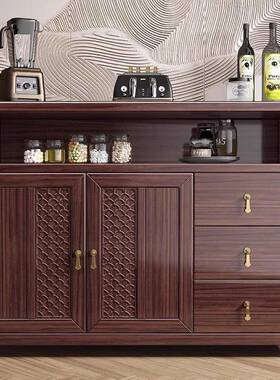 新中式乌金木全实木餐边现柜OCY代简约家用厨房收物玄纳储柜客厅