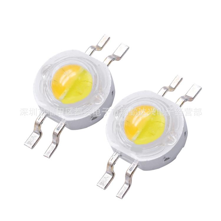 e1w大4763W仿流率明四脚二合一白光暖白双色大功率功ld灯珠45MIL