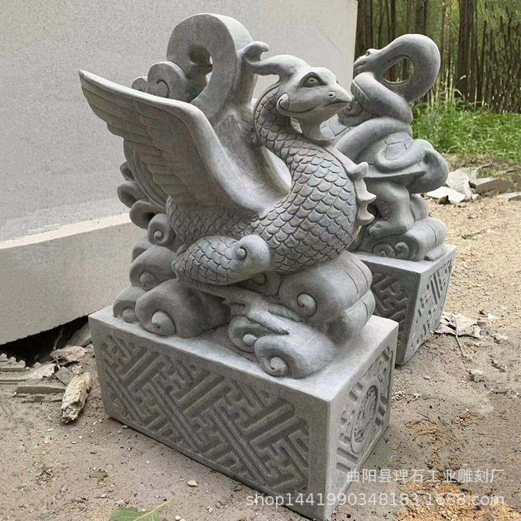 青石四神兽园林摆件新潮