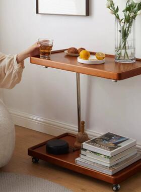 款沙C型边推UTY几客厅新发边柜实木边桌双层收纳可移动茶几中古小